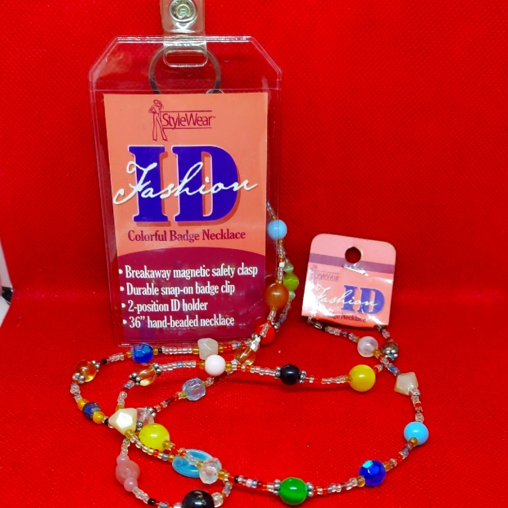StyleWear Colorful Beaded ID Necklace